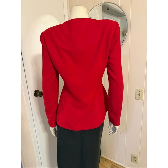 Vintage Talbots Red Rimini asymmetrical Front Blazer 8 - Picture 4 of 7